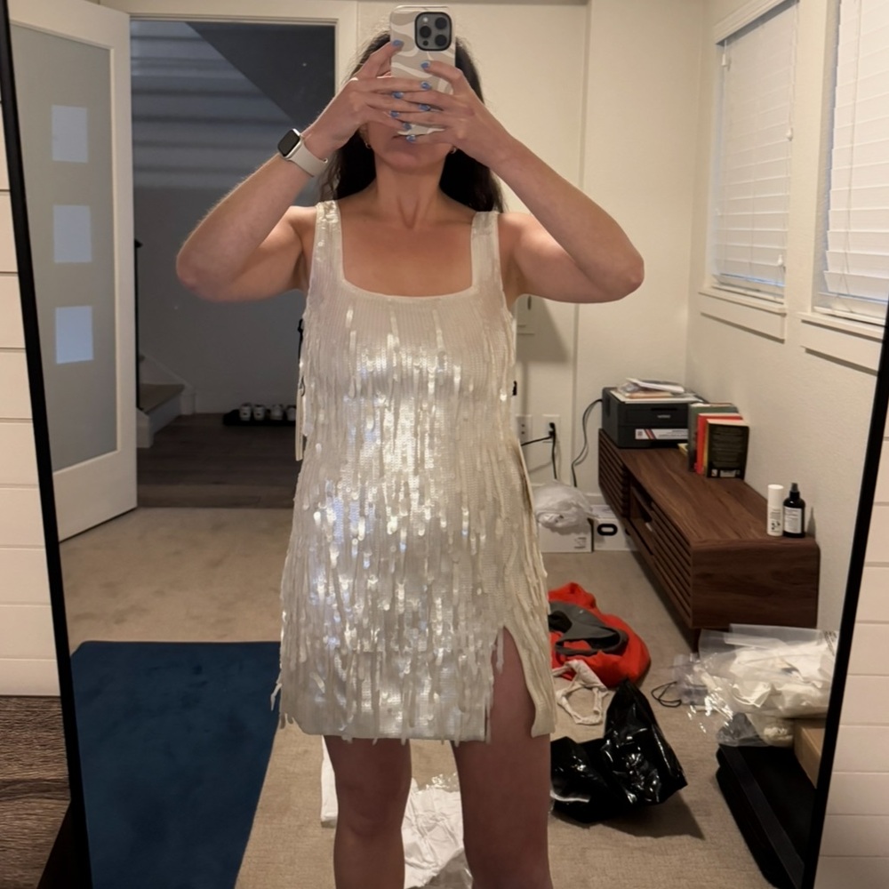 STAUD Le Sable Dress. Size Small. Pearl